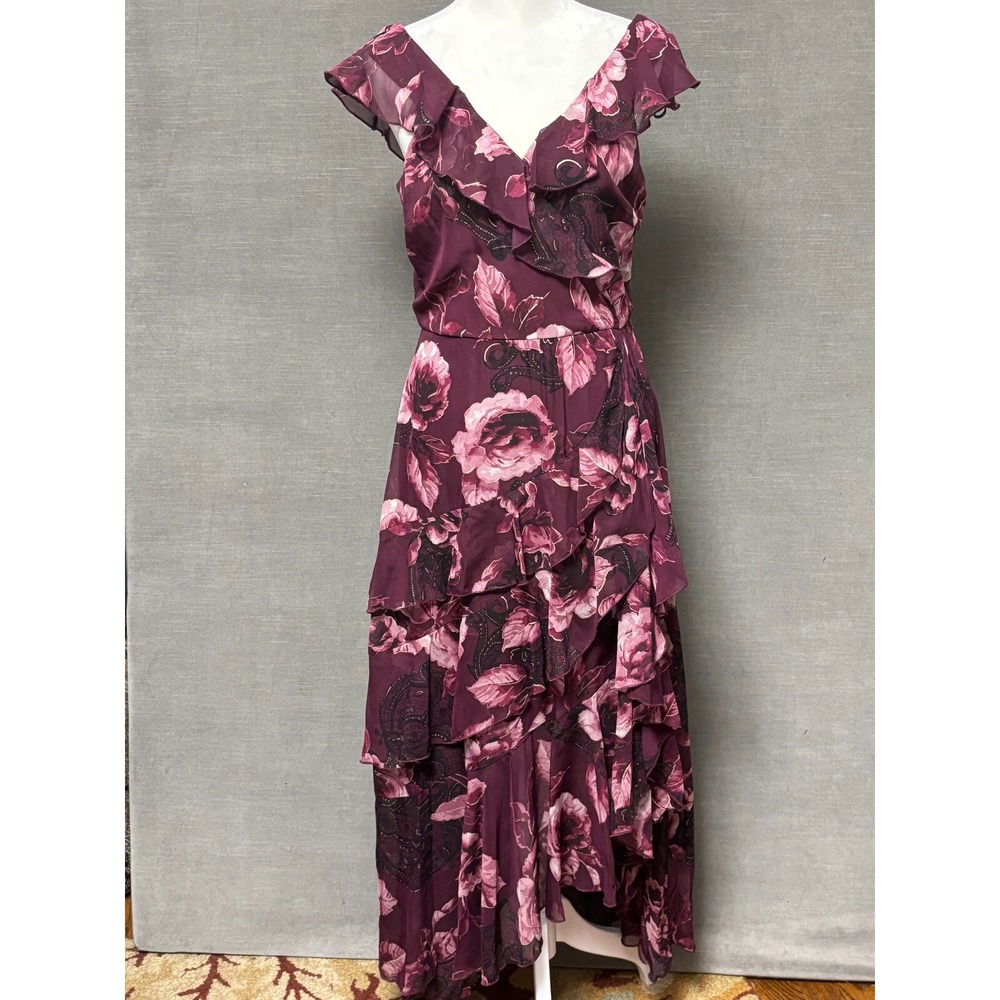 Kate Lily Dress 6 Purple Floral Asymmetrical Tiered Flowy Fairy Romantic Dark